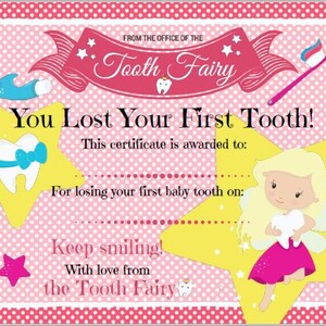 Certificado da Fada do Dente