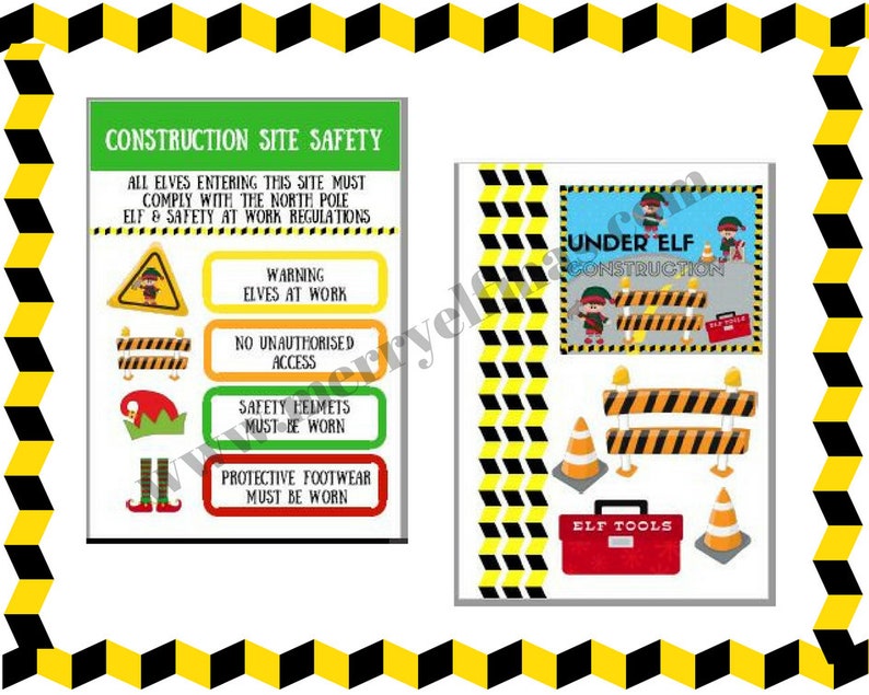 Elf Door Construction Printable, Elf & Safety Printable, Christmas Elf Printables, Elf Prop image 1