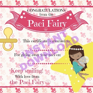 Paci Fairy Certificate
