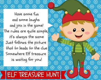 Elf Treasure Hunt, Christmas Elf Antics, Elf Props, Elf Printable