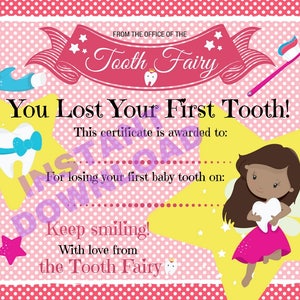 Certificado da Fada dos Dentes de Pele Negra