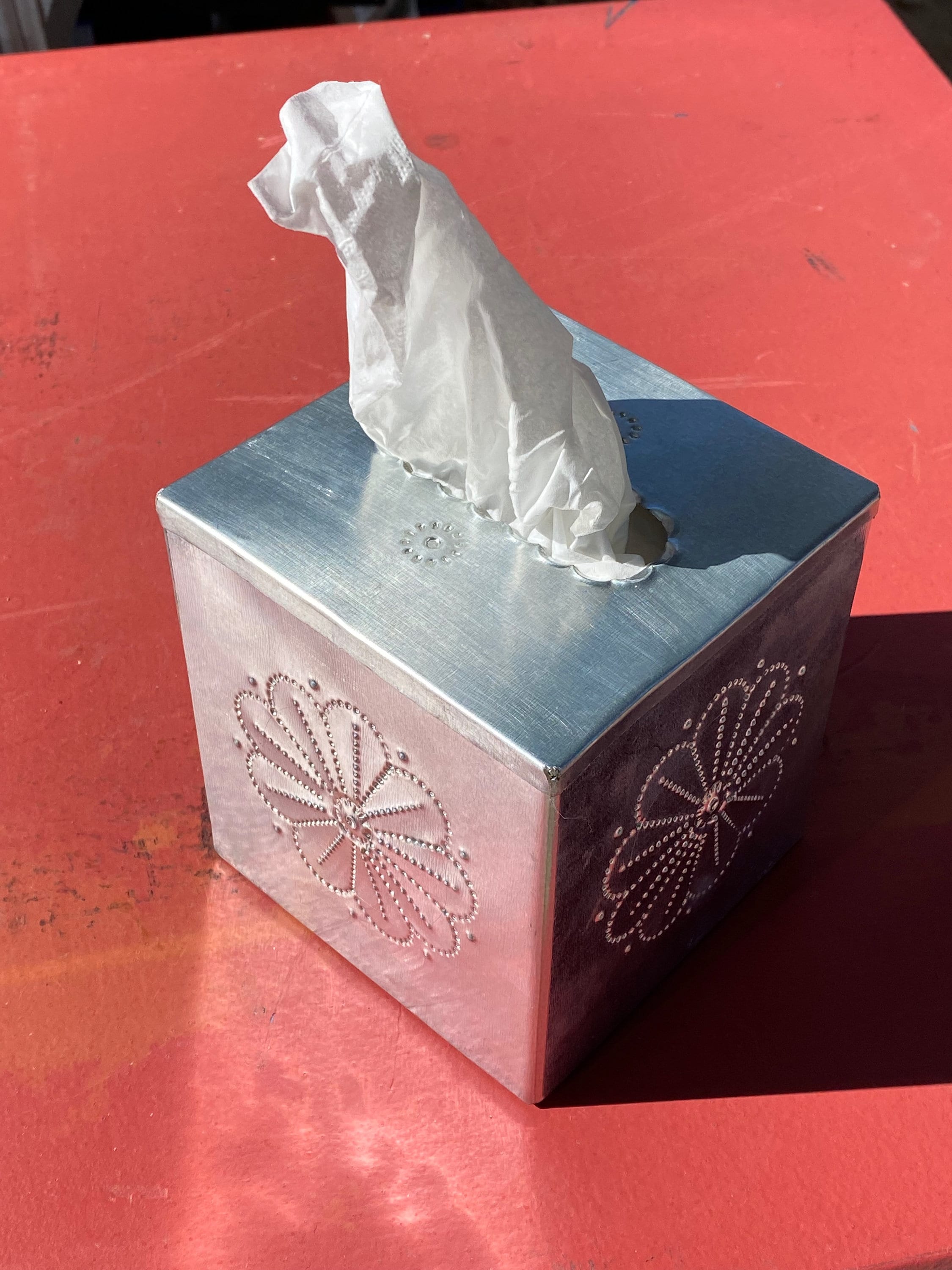 Small Tin Tissue Box Cover Hand Punched Tinwork Jason Younis Y
