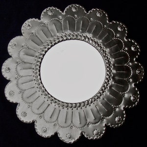 Tin  Large round concho mirror hand punched tinwork Jason Younis y Delgado metal