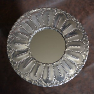 tin small circle mirror hand punched New Mexican tinwork Jason Younis y Delgado