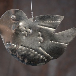 Tin  Songbird Christmas ornament hand punched tinwork Jason Younis y Delgado metal