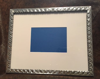 11 x 14 Hand stamped tinwork photo picture frame matted to 8 x 10 Jason Younis y Delgado