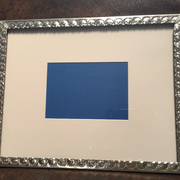 11 x 14 Hand stamped tinwork photo picture frame matted to 8 x 10 Jason Younis y Delgado