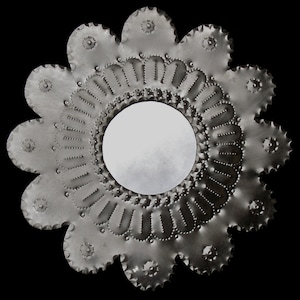 tin medium round concho mirror hand punched tinwork Jason Younis y Delgado metal