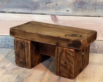 Childs Wooden Step Stool in Recycled Wood. Kids Bathroom Foot Stool or Meditation / Prayer Stool. Unusual and Unique UK Gift. FREE P&P