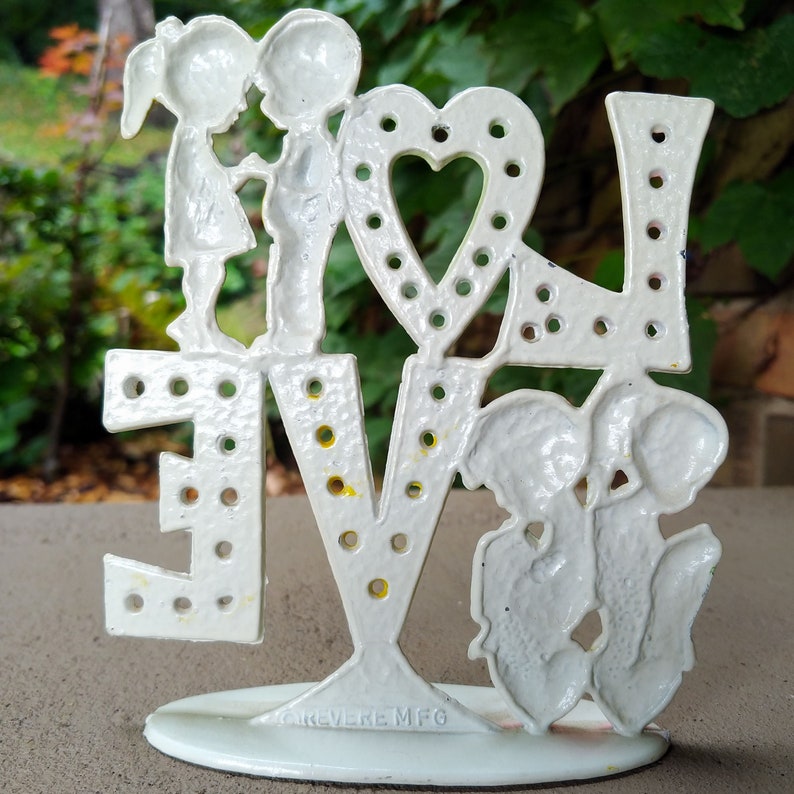 Love Earring Holder Hand Painted Metal Boy Girl 1960/'s Jewelry Holder Girls Room Decor Vanity