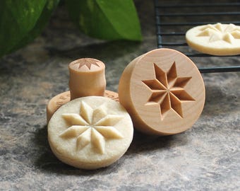 8 Point Star 1.6 inch Mini Wood Cookie Stamp Mold CSm-017
