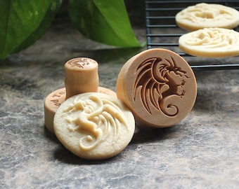 Dragon 1.6 inch Mini Wood Cookie Stamp Mold CSm-004