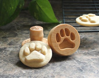 Dog Paw 1.6 inch Mini Wood Cookie Stamp Mold CSm-010