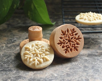 Snowflake 1.6 inch Mini Wood Cookie Stamp Mold CSm-012