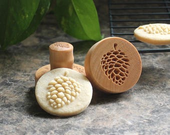 Ponderosa Pine Cone 1.6 inch Mini Wood Cookie Stamp Mold CSm-014