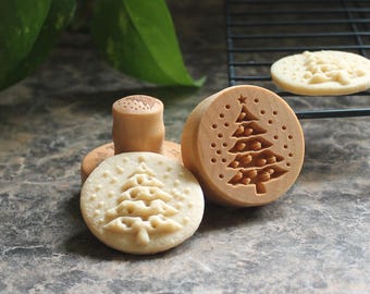 Christmas Tree 1.6 inch Mini Wood Cookie Stamp Mold CSm-011