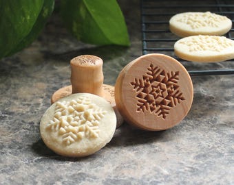 Snowflake 2 1.6 inch Mini Wood Cookie Stamp Mold CSm-019