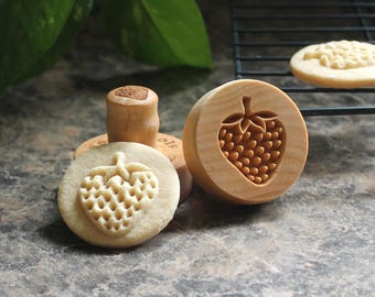 Strawberry 1.6 inch Mini Wood Cookie Stamp Mold CSm-020