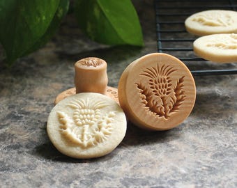 Thistle 1.6 inch Mini Wood Cookie Stamp Mold CSm-018