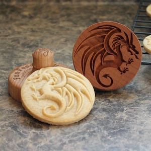 Dragon 2.5 inch Wood Cookie Stamp Mold CS-009 image 1