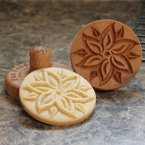Poinsettia 2.5 inch Wood Cookie Stamp Mold CS-014