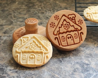 Christmas Cottage 2.5 inch Wood Cookie Stamp Mold CS-153