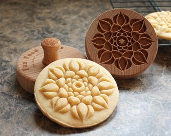 Lotus Mandala Grote 3 inch Houten Koekjesstempel CS8-003