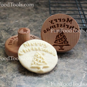 Merry Christmas 2.5 inch Wood Cookie Stamp Mold CS-106