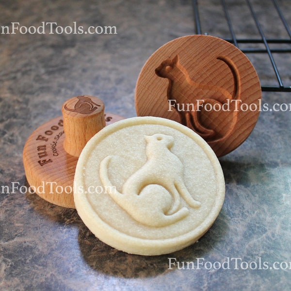 Cat 2.5 inch Wood Cookie Stamp Mold CS-069
