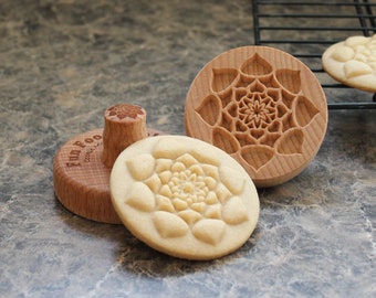 Lotus Mandala 2.5 inch Wood Cookie Stamp Mold CS-055