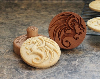 Dragon 2.5 inch Wood Cookie Stamp Mold CS-009