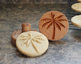 Palm Tree 2.5 inch Wood Cookie Stamp Mold CS-012