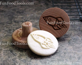 Rocket Ship 2.5 inch Wood Cookie Stamp Mold CS-077