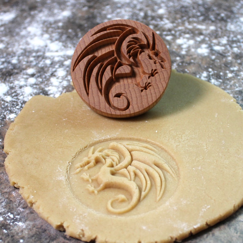 Dragon 2.5 inch Wood Cookie Stamp Mold CS-009 image 2