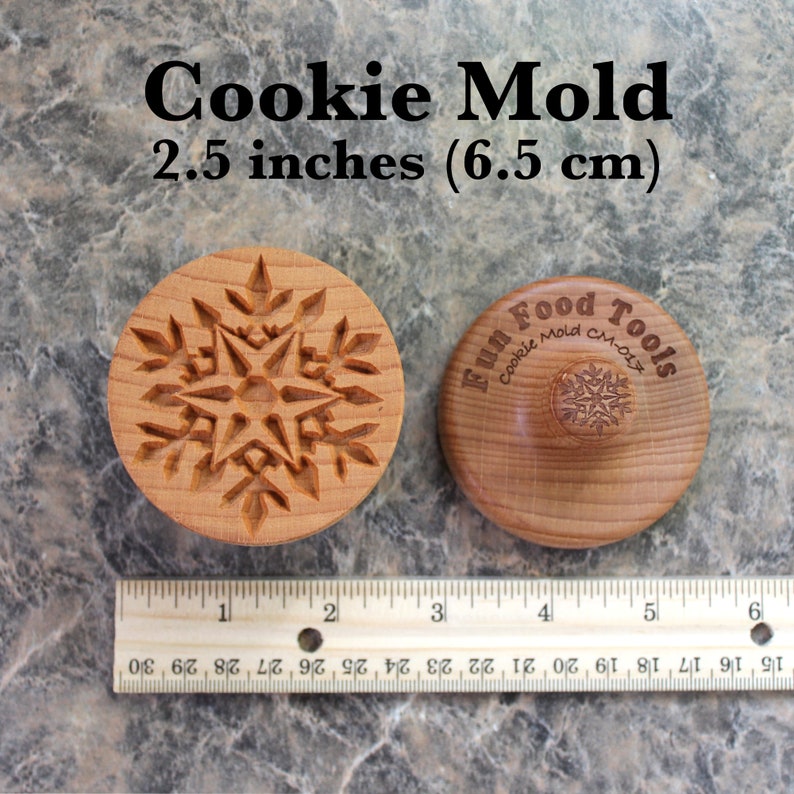 Snowflake 2.5 inch Wood Cookie Stamp Mold CS-017 image 4