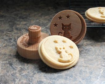 Halloween Cat 2.5 inch Wood Cookie Stamp Mold CS-133