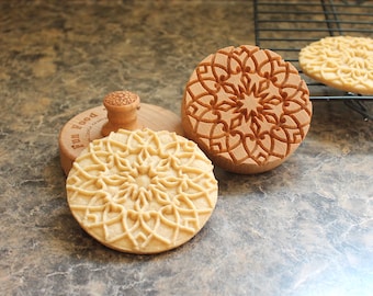 Stained Glass Window 3 inch Large Wood Cookie Stamp Mold CS8-031
