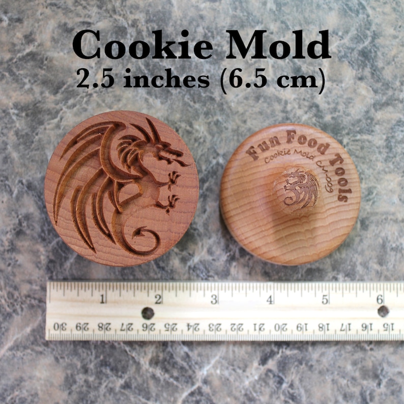 Dragon 2.5 inch Wood Cookie Stamp Mold CS-009 image 3