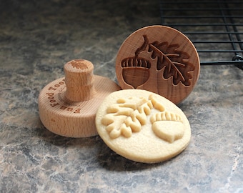 Acorn and Oak Leaf 2.5 inch Wood Cookie Stamp Mold CS-150
