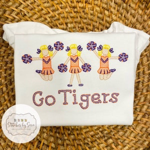 Cheerleader Trio Sketch Embroidery Shirt for Girls, personalized, customizable