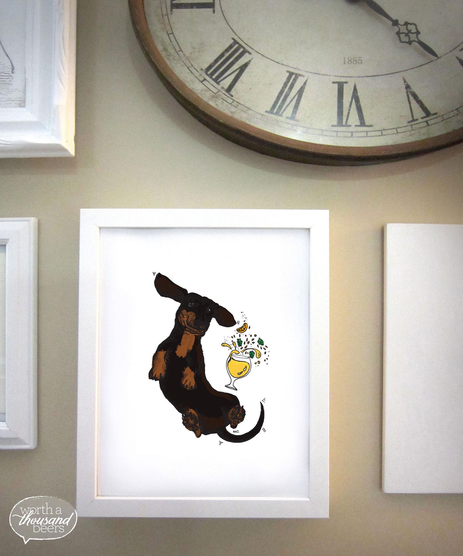 Dachshund Art Print Wiener Dog Wall Art Beer Bar Art Etsy