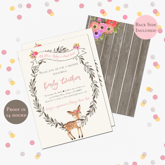 Oh Deer Baby Shower Or Birthday Party Woodland Invitation 5 Etsy