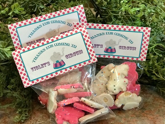 Circus Birthday Party Candy Bag Labels, Carnival Party Favors, Elephant Dumbo Party Favor Labels Il_570xn