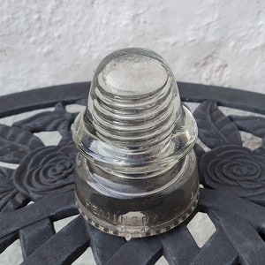 Hemingray 19 Clear Glass Insulator, Made in USA 26, Antique Insulator, Electric Telegraph Telephone Pole, Industrial Decor, Paperweight
