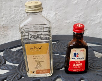 CHOICE OF 1970s McCormick Pure Lemon Extract Glass Bottle or The W.T. Rawleigh Co. Mixed Flavor Glass Bottle