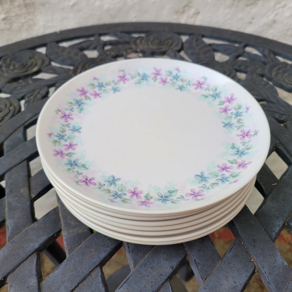 Floral Watercolor Melamine Plates - Set Of 4, 8 Inch, BPA-Free & Dishwasher Safe