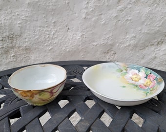 2 Japanese Porcelain Small Bowls, Fruit and Nut Dish, Berry Bowl, Nappy Bowl, Floral Design