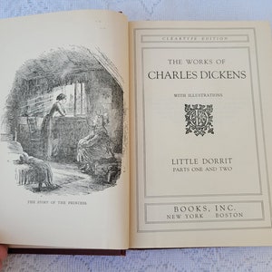 Little Dorrit, Charles Dickens, Parts One and Two, Volume X, ClearType Edition, Books Inc., Vintage Hardback Book, Illustrated image 5