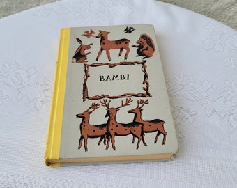 Bambi by Felix Salten, Vintage Hardback Book, Illustrated by Girard Goodenow, Junior Deluxe Editions 1956
