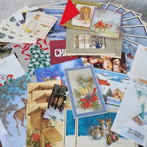 Vintage Christmas Cards Lot of 41 Assorted Greeting Cards, UNUSED